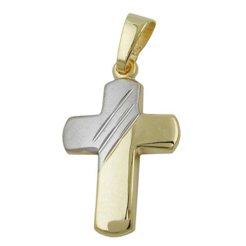 Pendant Cross Bicoloured 9k Gold