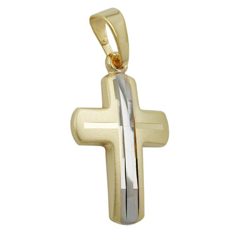 Pendant Cross Bicoloured 9k Gold