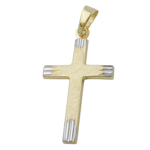 Pendant Cross Bicoloured 9k Gold