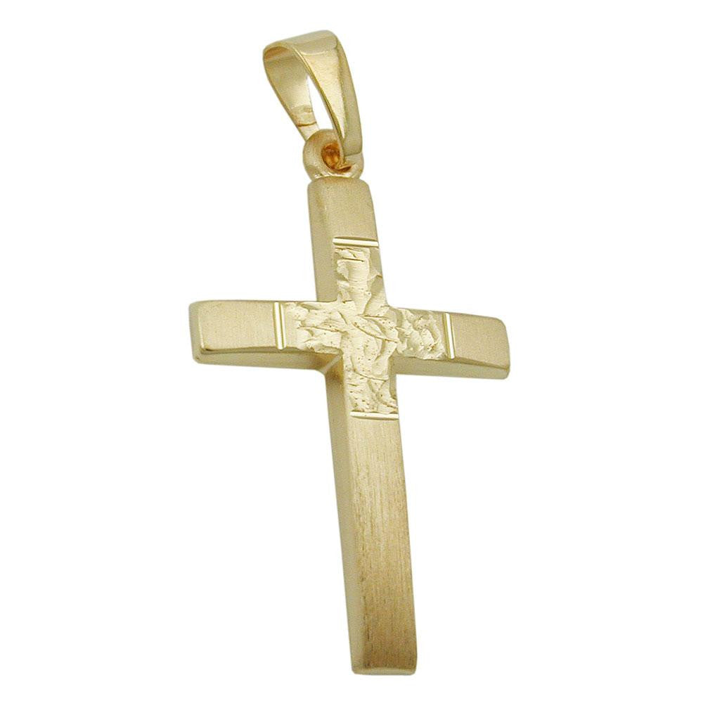 Pendant Cross With Diamond Cut 9k Gold