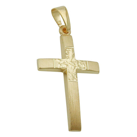 Pendant Cross With Diamond Cut 9k Gold