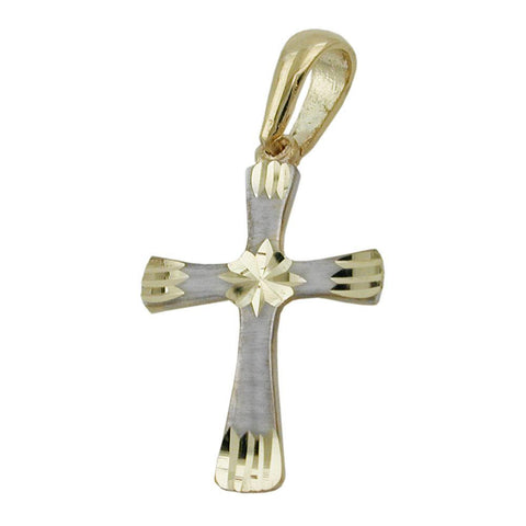 Pendant Cross Two Tone 9k Gold