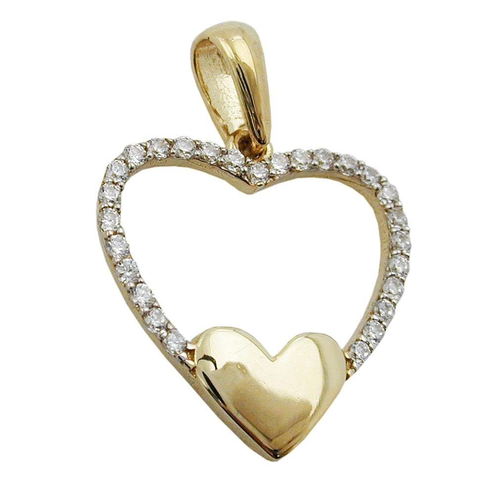 Pendant Heart Zirconias 9k Gold