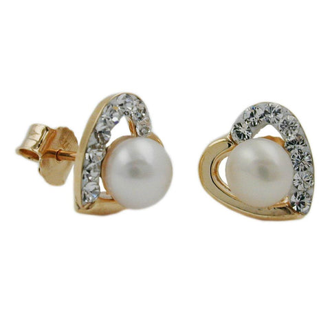 Earrings Studs Pearl-zirconia 9k Gold