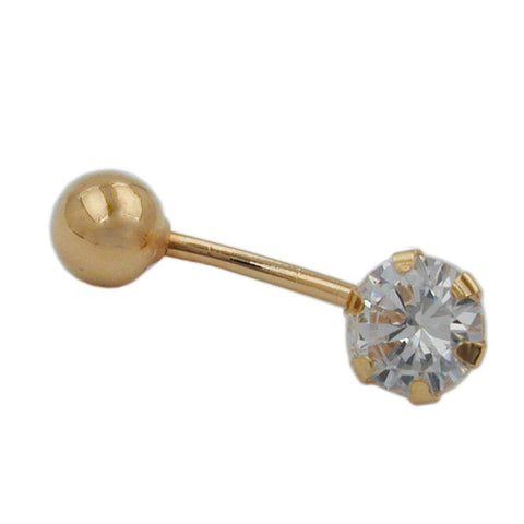 Navel-belly Bar Zirconia 14k Gold