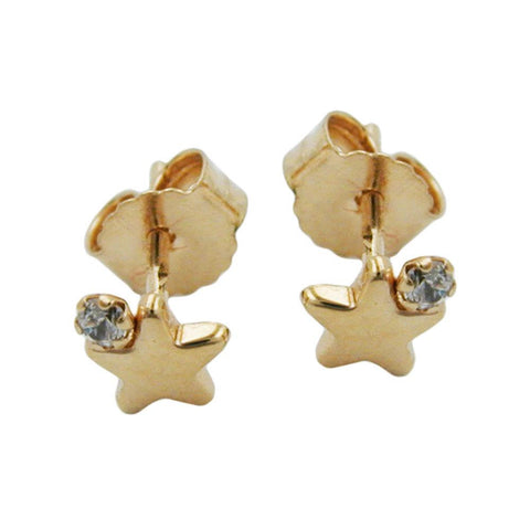 Earrings Star With Zirconia 9k Gold