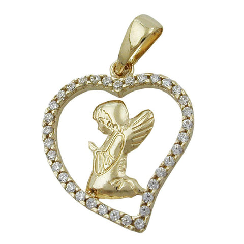Pendant Praying Angel In Heart 9k Gold