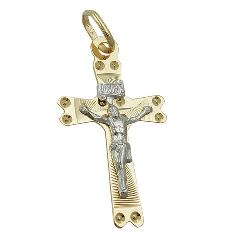 Pendant Cruzifix Two Tone 9k Gold