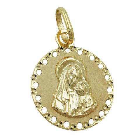 Pendant Mother Mary With Child 9k Gold