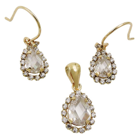 Set Earring-pendant Zirconias 9k Gold