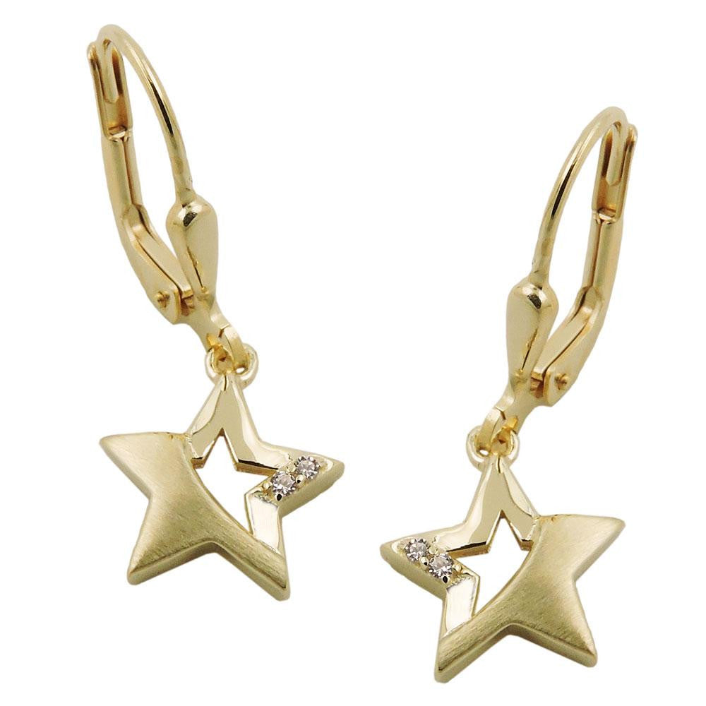 Leverback Earrings Zirconia 9k Gold