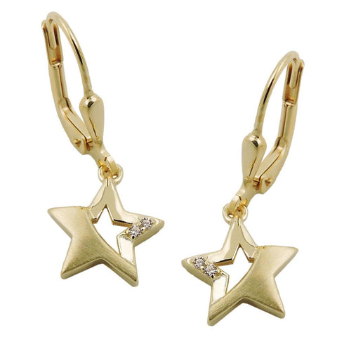 Leverback Earrings Zirconia 9k Gold