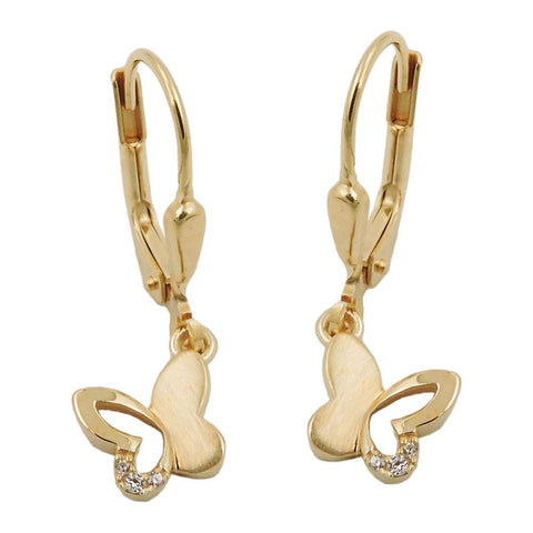 Leverback Earrings Zirconia 9k Gold