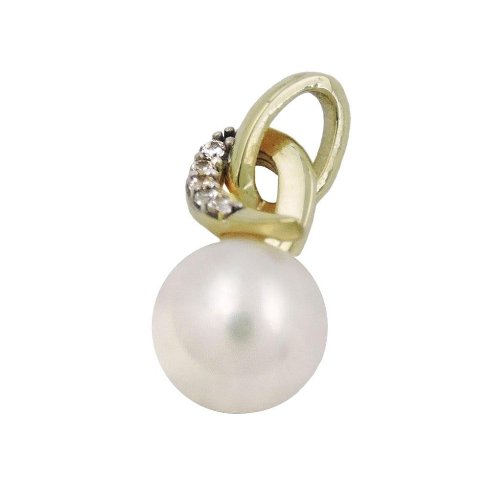 Pendant Pearl With Zirconias 9k Gold