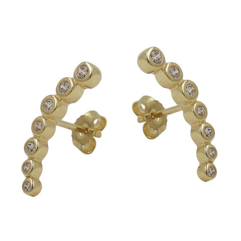 Stud Earrings 7 Zirconias 9k Gold