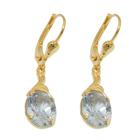 Earrings Synthetic Aquamarine 8k Gold