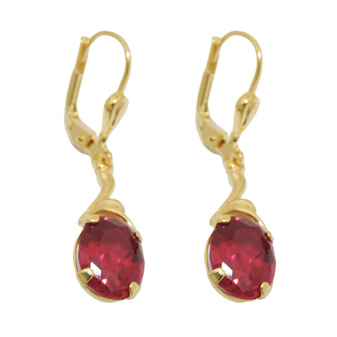 Earrings Synthetic Ruby 8k Gold