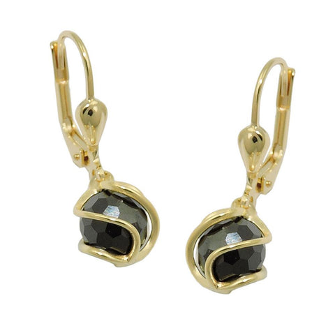 Earrings Zirconia Ball Black 8k Gold