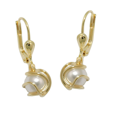 Earrings Plastic Wax-white Pearl 8k Gold