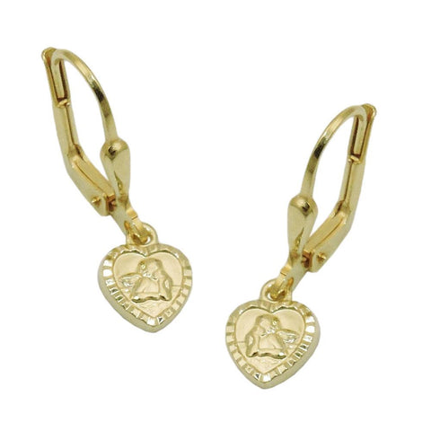 Leverback Earrings Heart Angel 14k Gold