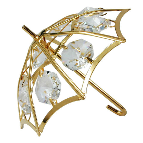 Umbrella With Crystal Elements Gold Plated