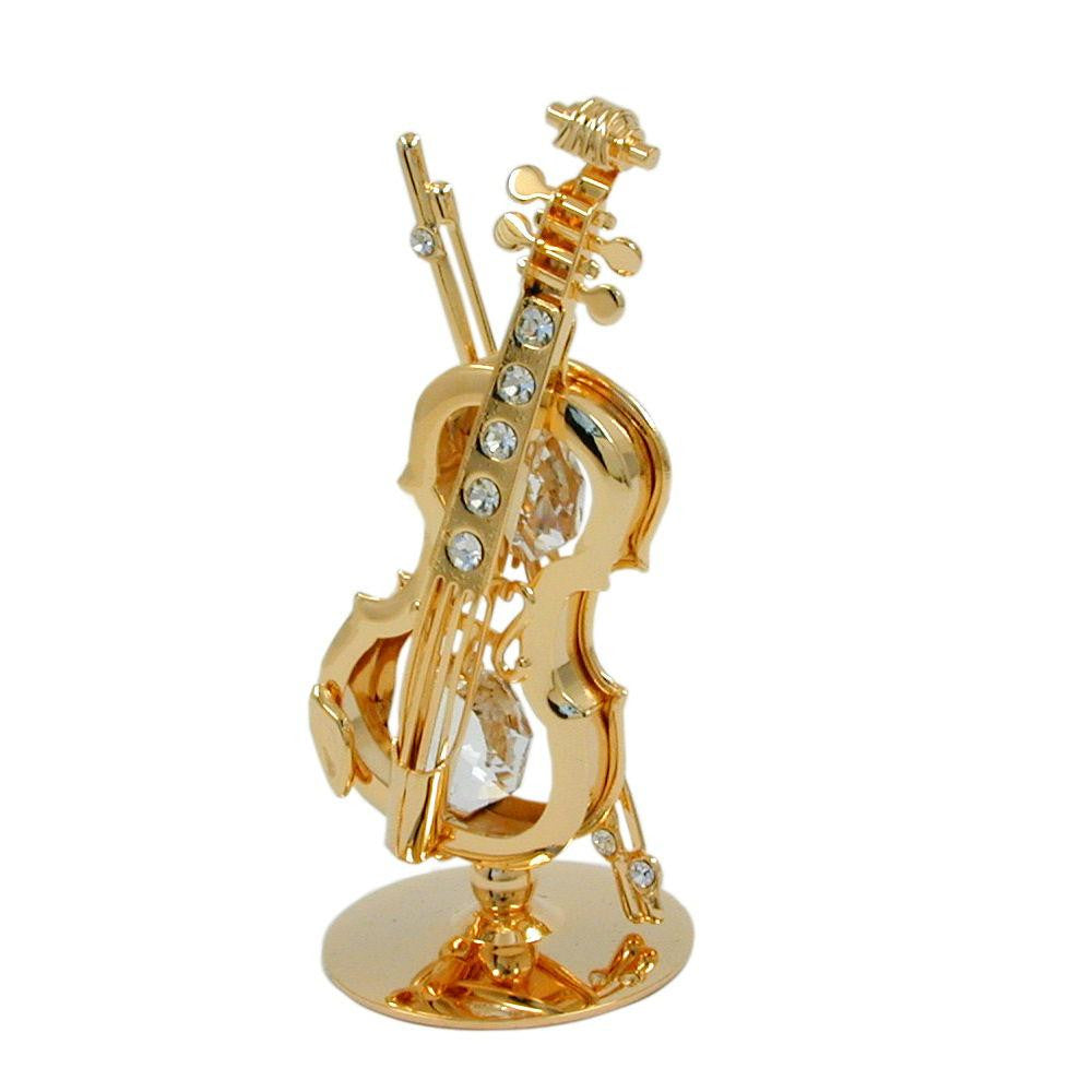 Violin With Crystal Elements Gold Plated