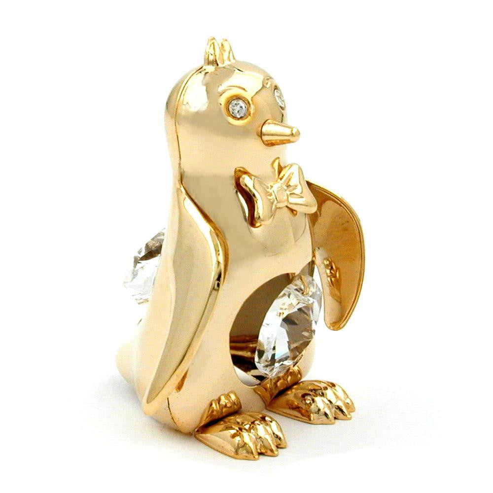 Penguin With Crystal Elements Gold Plated