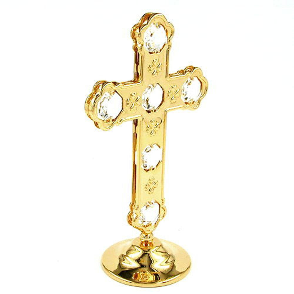 Cross With Crystal Elements Gold Plated