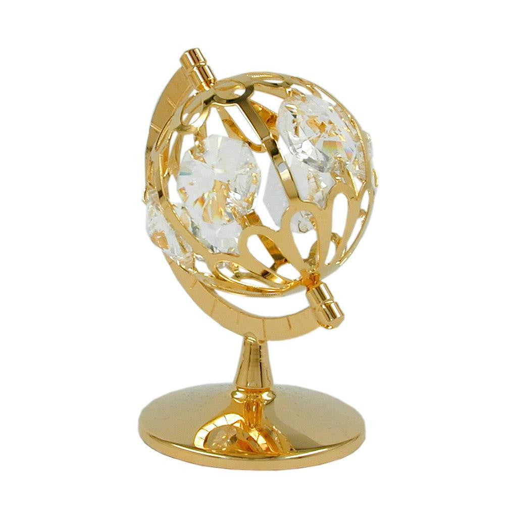 Globe With Crystal Elements Gold Plated