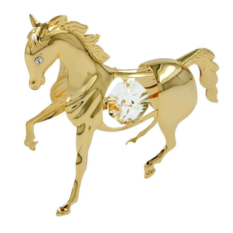 Horse With Crystal Elements Gold Plated