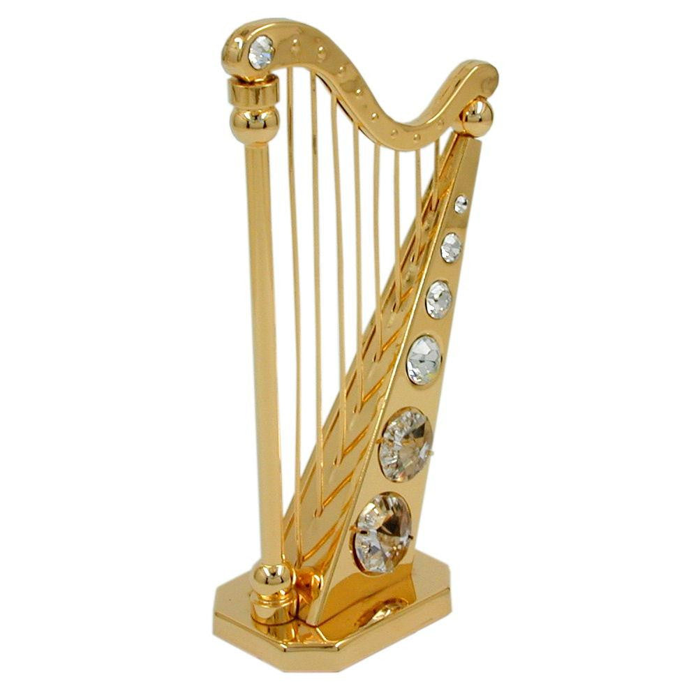 Harp With Crystal Elements Gold Plated