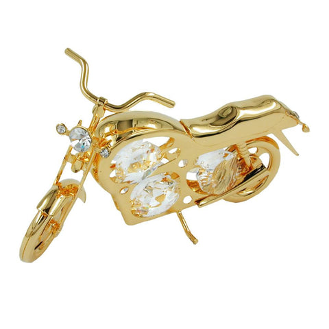 Motorcycle With Crystal Elements Gold Plated