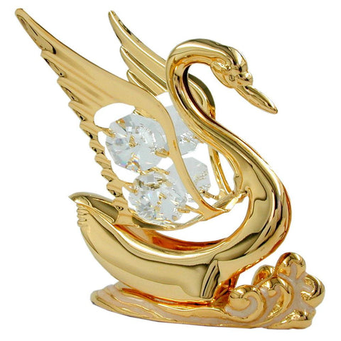 Swan With Crystal Elements Gold Plated