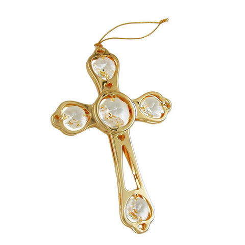 Cross With Crystal Elements Gold Plated