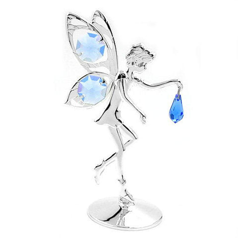 Fairy With Crystal Elements Blue Silver Plated