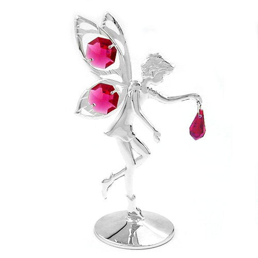 Fairy With Crystal Elements Red Silver Plated