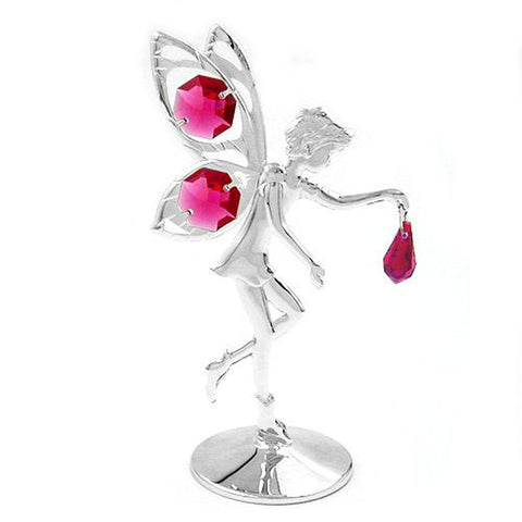 Fairy With Crystal Elements Red Silver Plated