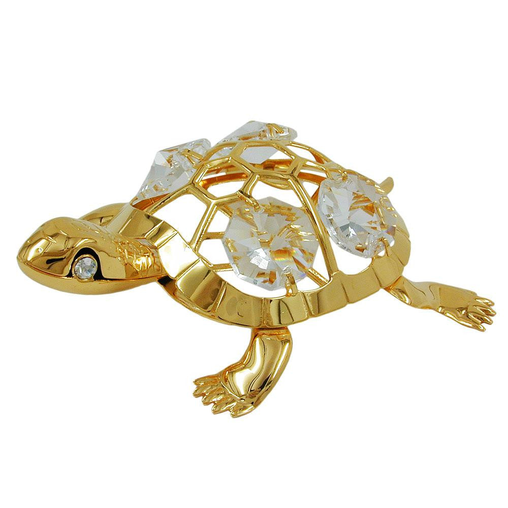 Turtle With Crystal Elements Gold Plated