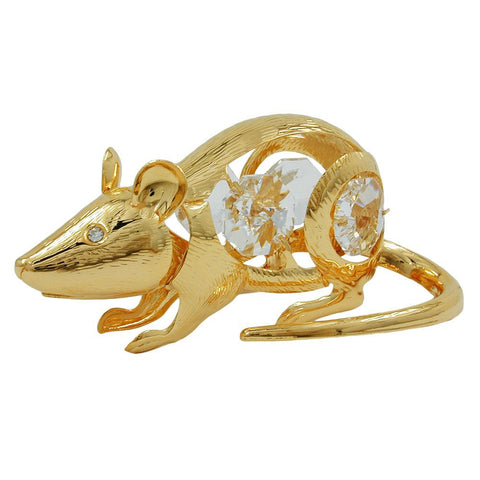 Rat With Crystal Elements Gold Plated