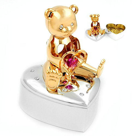 Bear With Crystal Elements Gold Plated