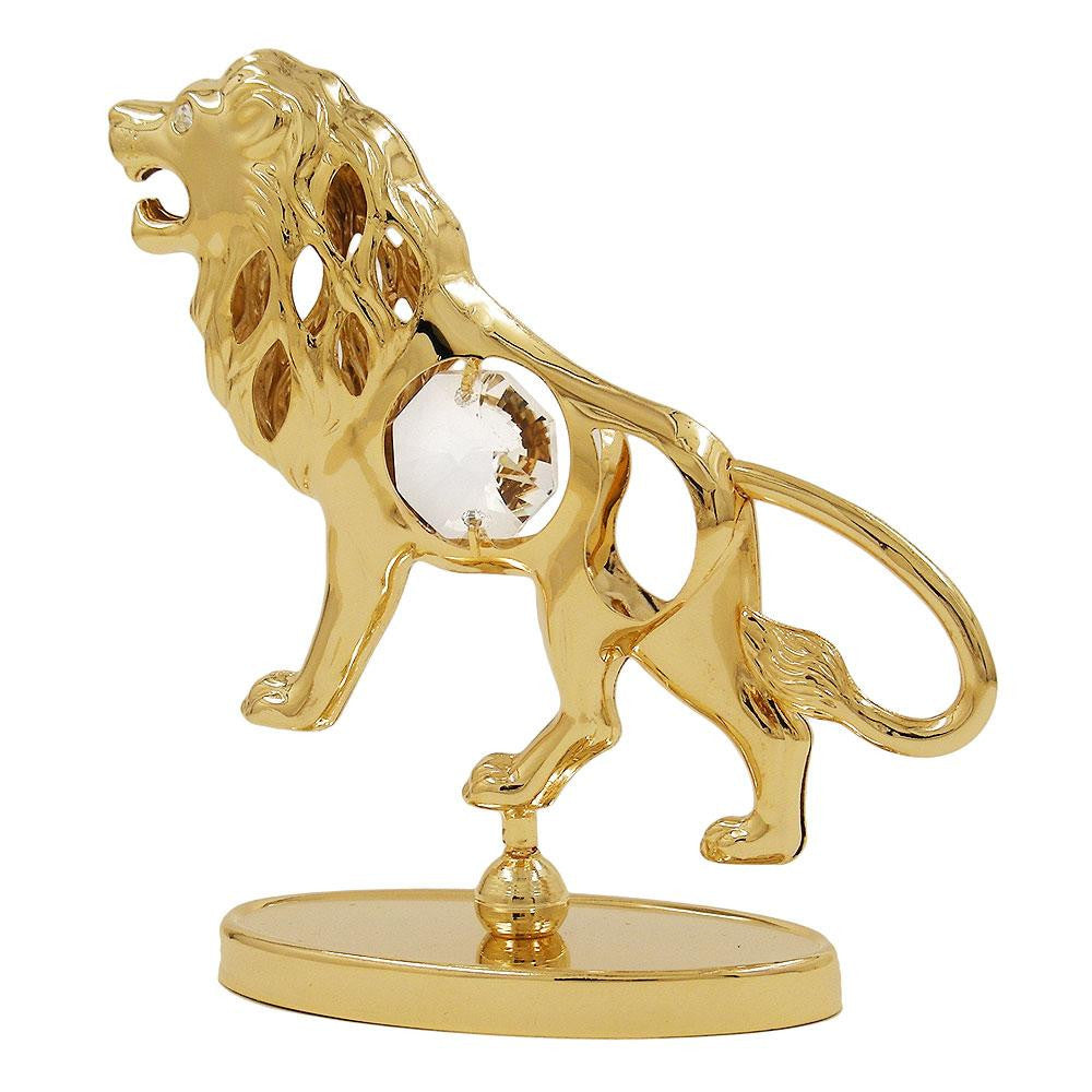 Zodiac Sign Leo With Crystal Elements Gold Plated