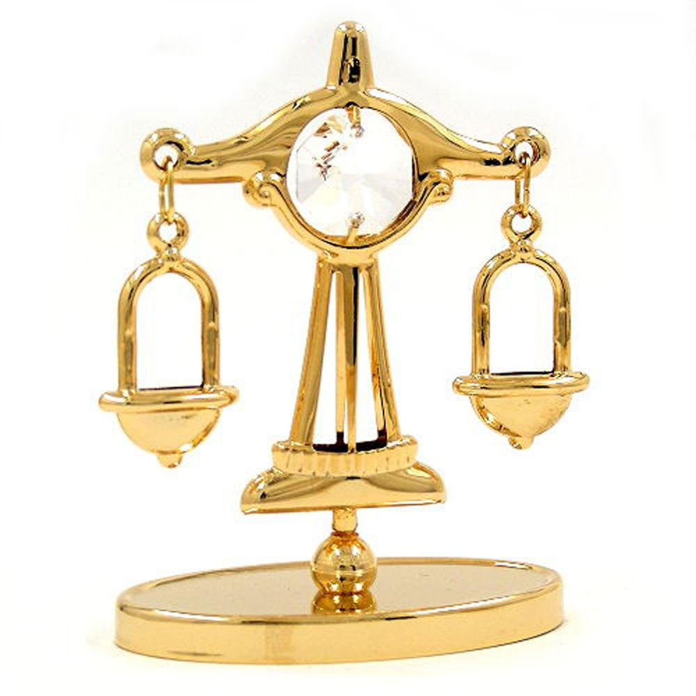 Zodiac Sign Libra With Crystal Elements Gold Plated