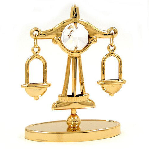 Zodiac Sign Libra With Crystal Elements Gold Plated