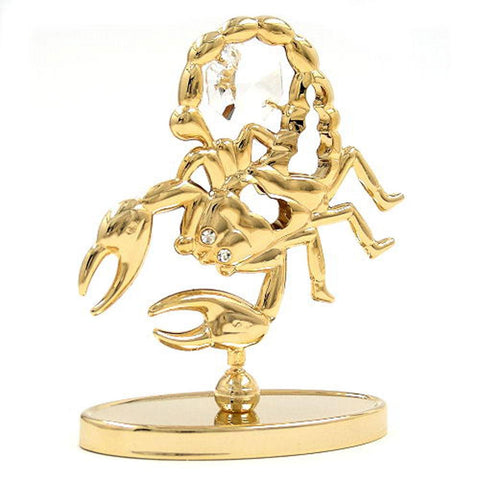 Zodiac Sign Scorpio With Crystal Elements Gold Plated