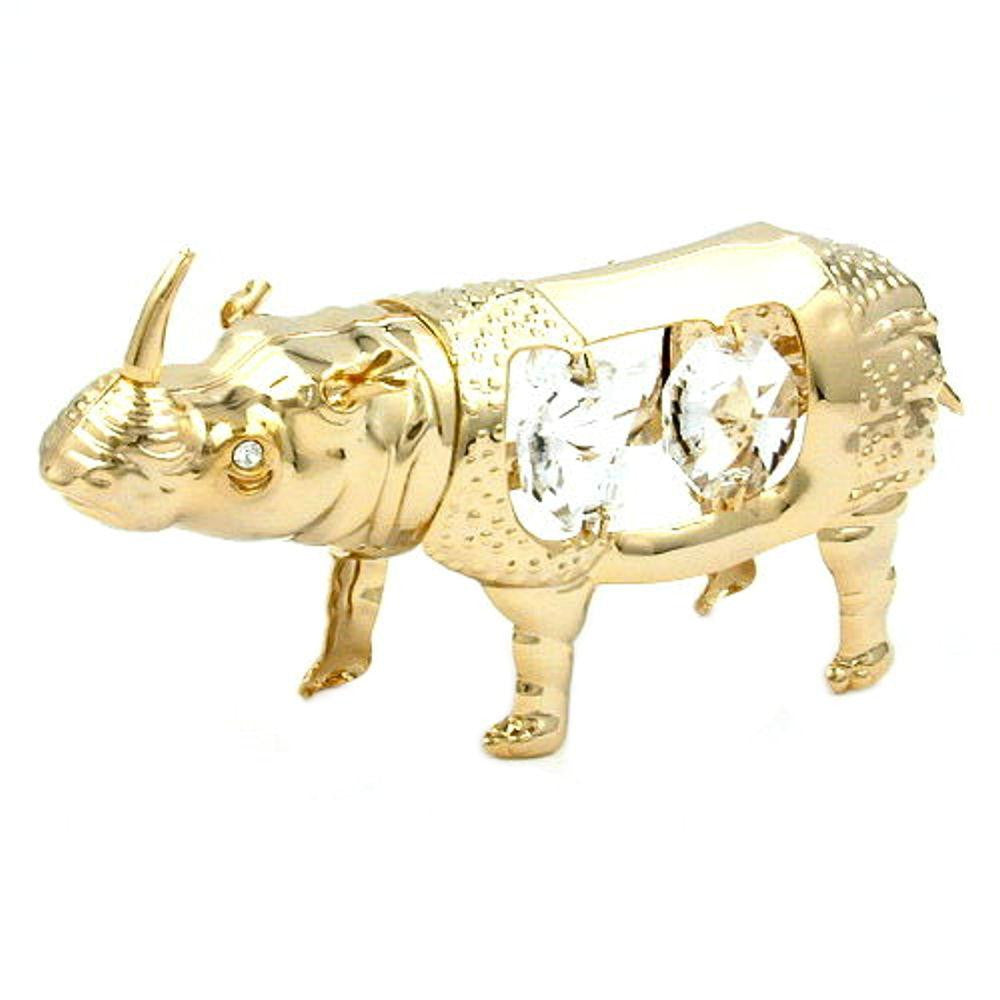 Thinoceros With Crystal Elements Gold Plated