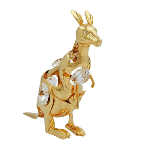 Kangaroo With Crystal Elements Gold Plated