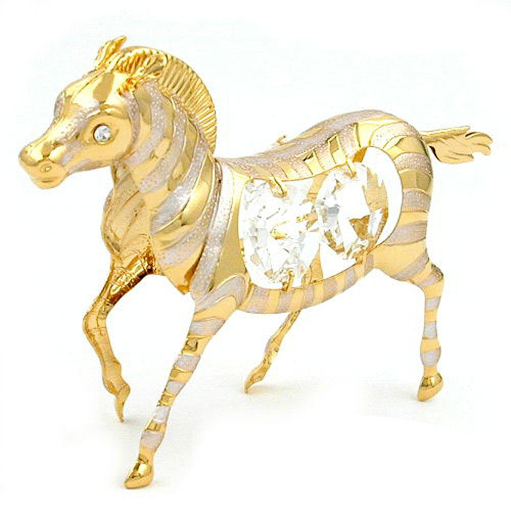 Zebra With Crystal Elements Gold Plated