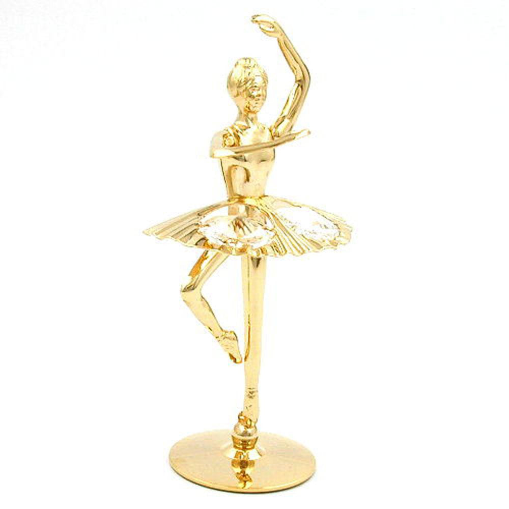 Ballett Dancer With Crystal Elements Gold Plated