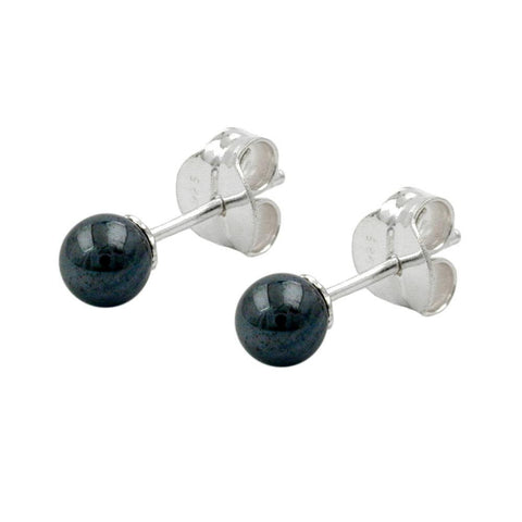 Stud Earrings Bloodstone 4mm Silver 925