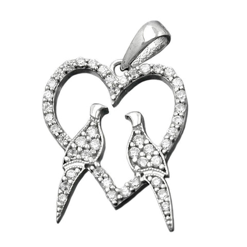 Pendant Heart With 2 Doves Silver 925